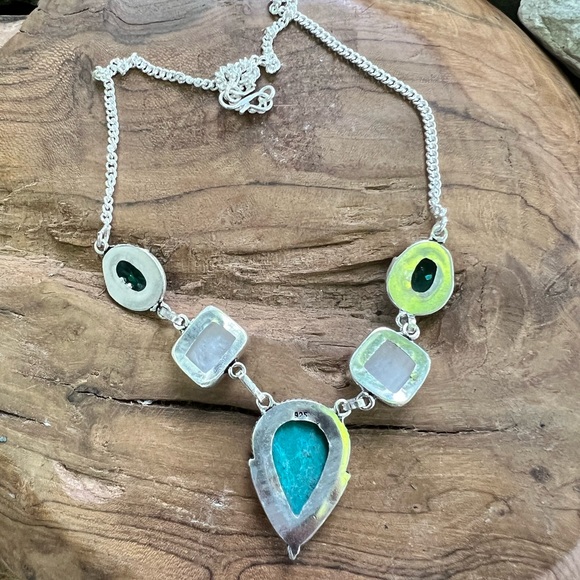Turquoise, moonstone & topaz necklace - Picture 5 of 7